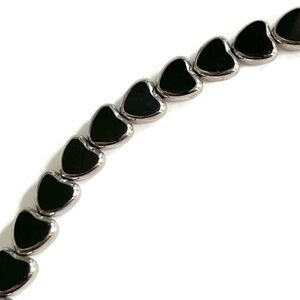 As Low As $2 Silver Edged Jet Window Cut Heart Beads 10mm x 10mm x 4mm (20)